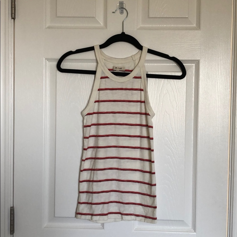 Red and white Madewell cotton tank